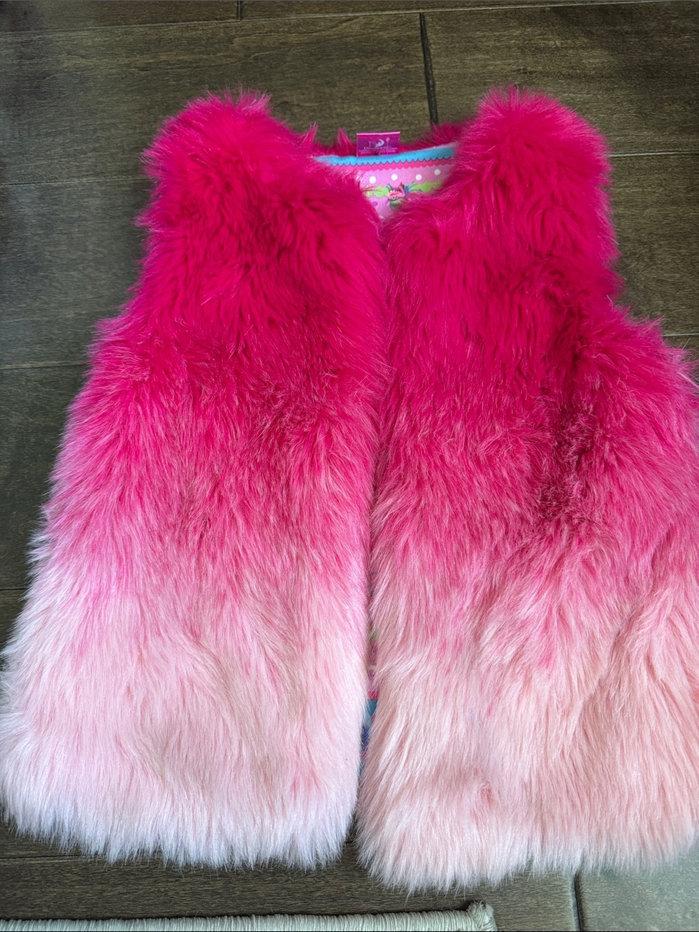 Trolls Pink Ombre Faux Fur Vest